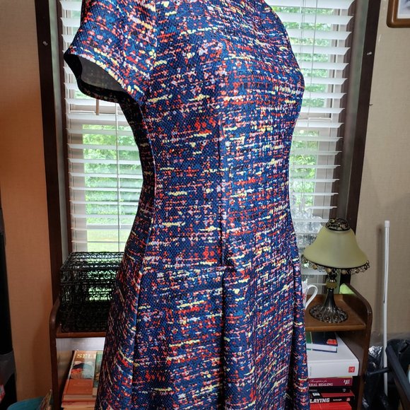 Anthropologie Plenty Dresses by Tracy Reece Blue Tweed Round Neck Dress S XS - Picture 5 of 10